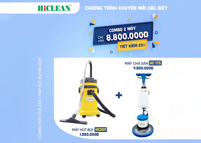 Combo Máy chà sàn + Máy hút bụi chỉ 8.800.000đ tiết kiệm 20%
