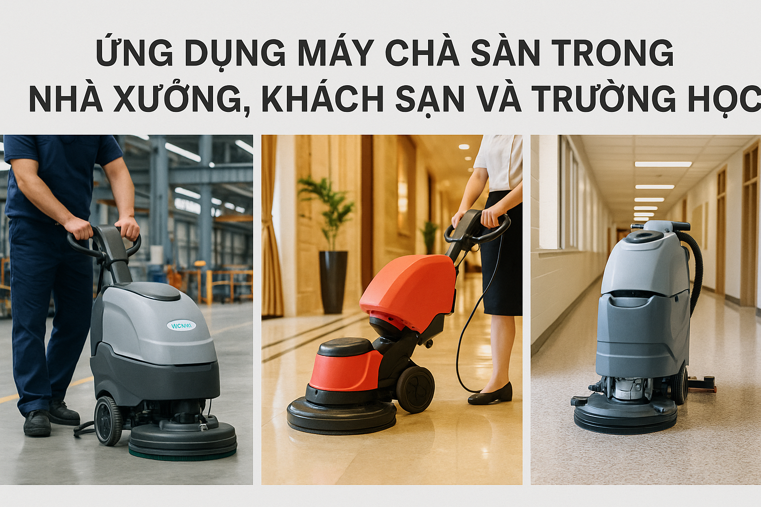 Ứng Dụng Máy Chà Sàn Trong Nhà Xưởng, Khách Sạn Và Trường Học