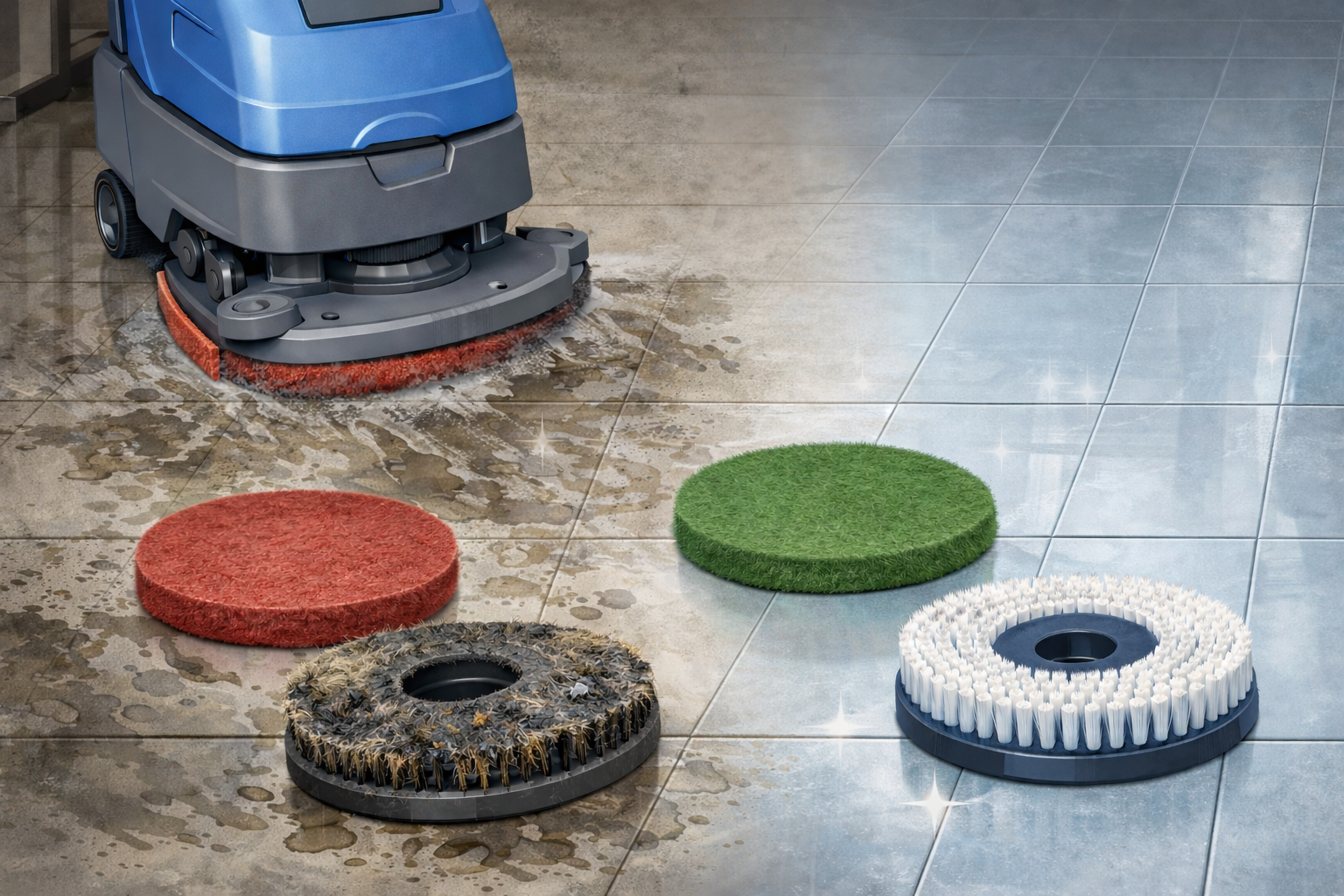 Máy chà sàn chà không sạch? Có thể bạn chọn sai pad hoặc bàn chải