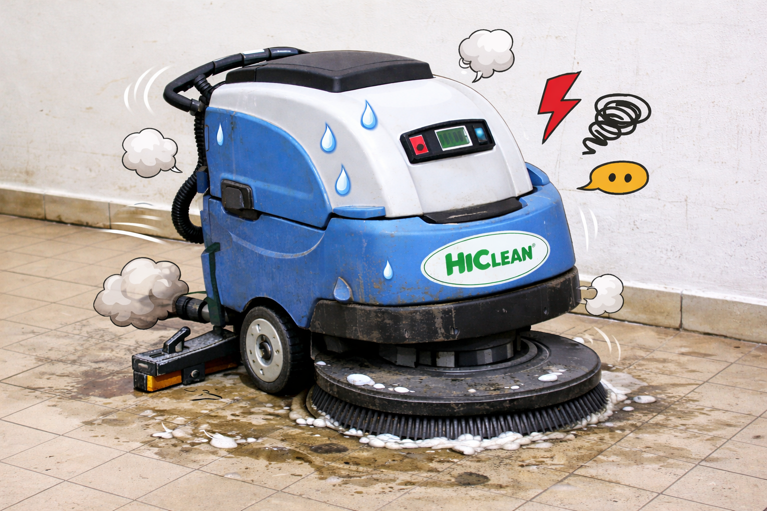 Máy chà sàn HiClean chạy yếu, ì máy: lỗi motor hay nguồn điện?