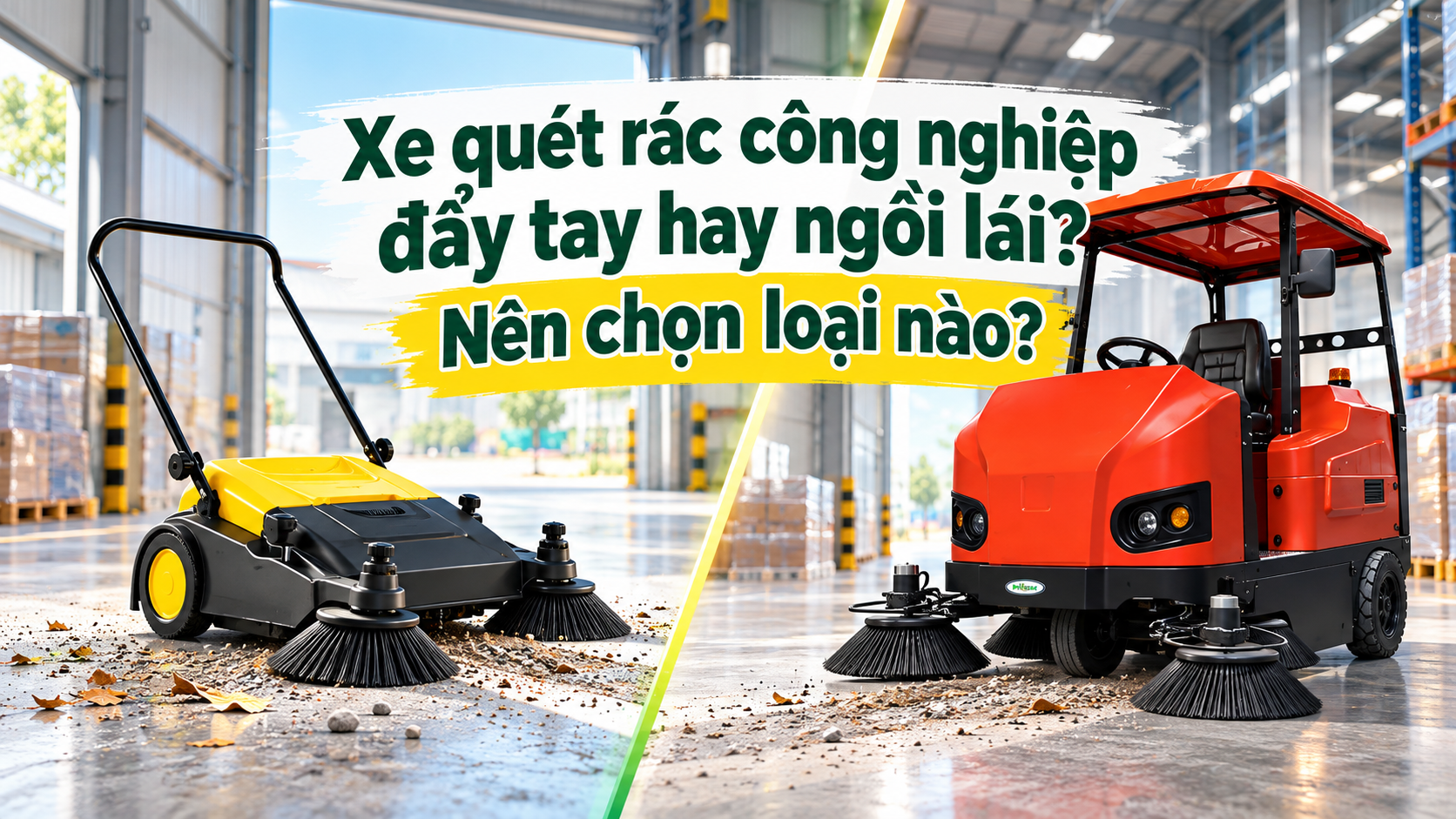 Xe quét rác công nghiệp đẩy tay hay ngồi lái? Nên chọn loại nào?