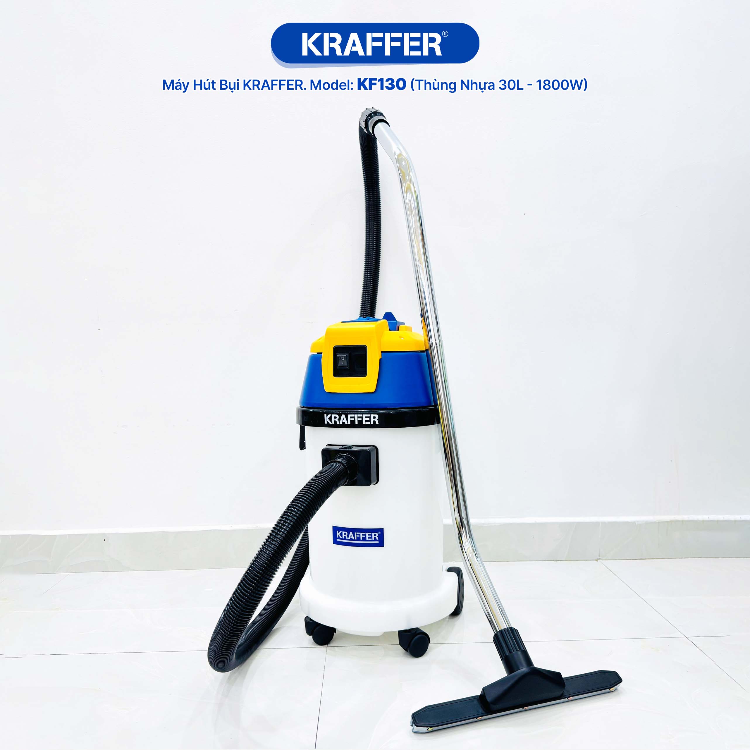 Máy hút bụi Kraffer KF130 thùng nhựa (Blue)