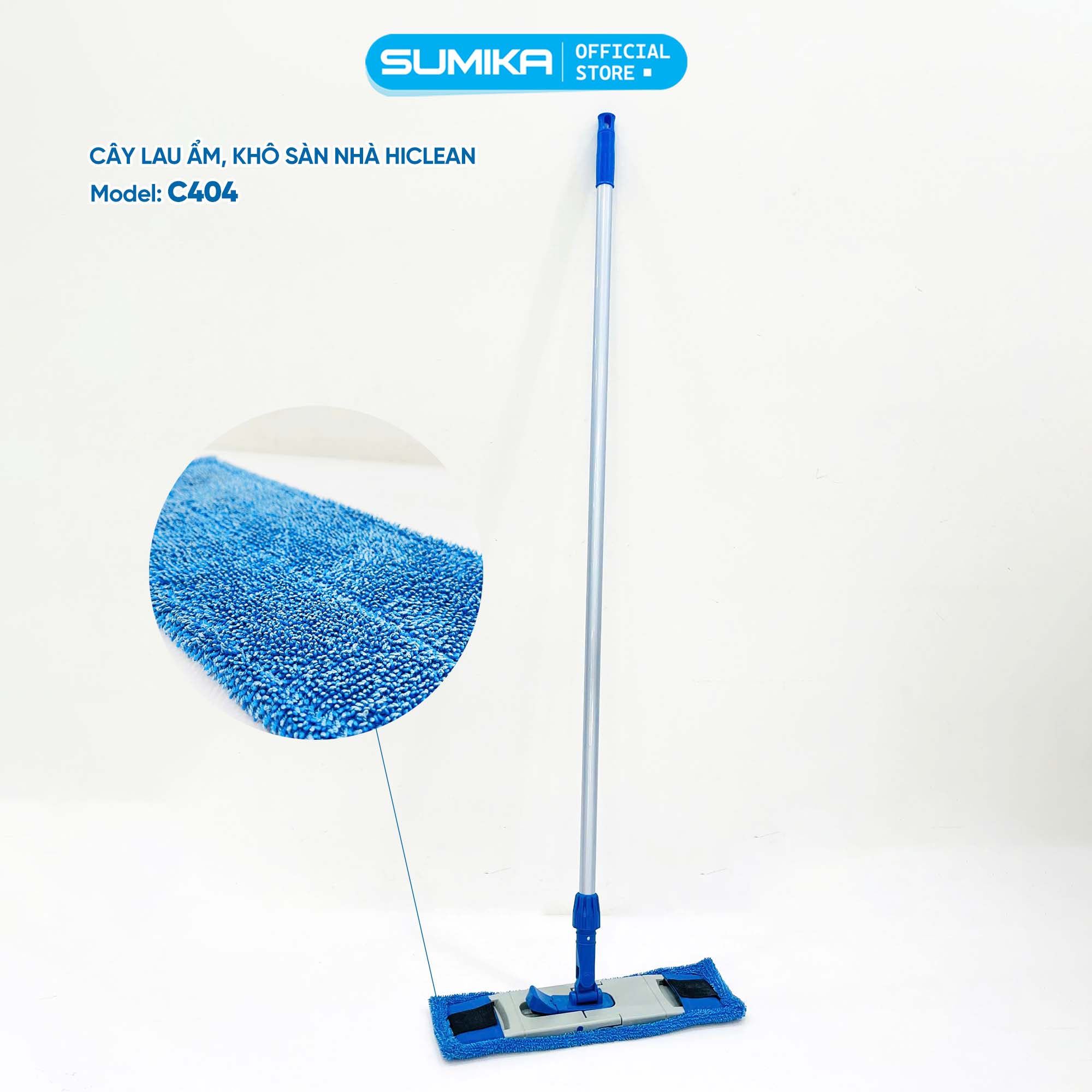 Cây lau sàn nhà khô và ướt HiClean C404, cán dài 1.5m