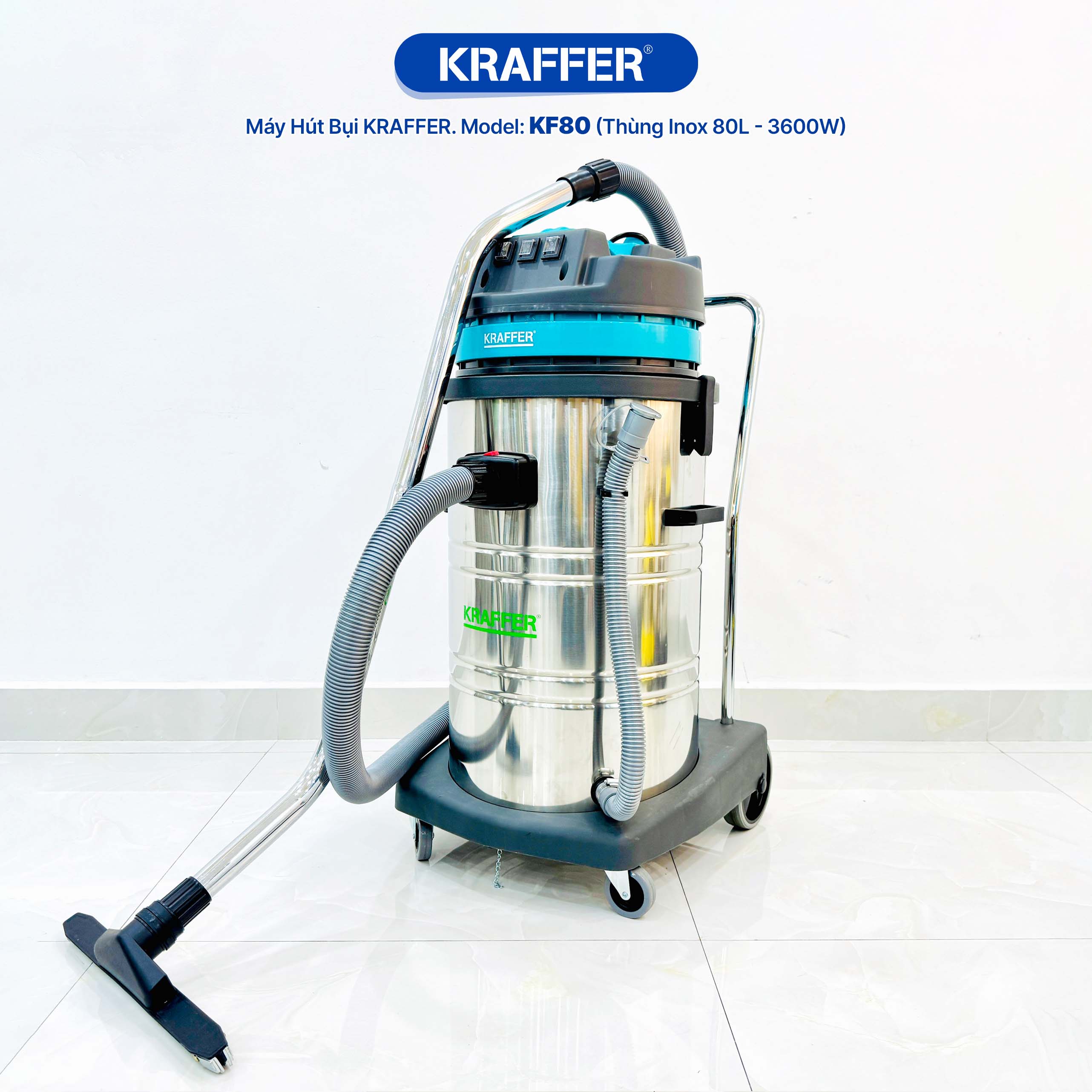 Máy hút bụi công nghiệp Kraffer KF80, công suất 3600W