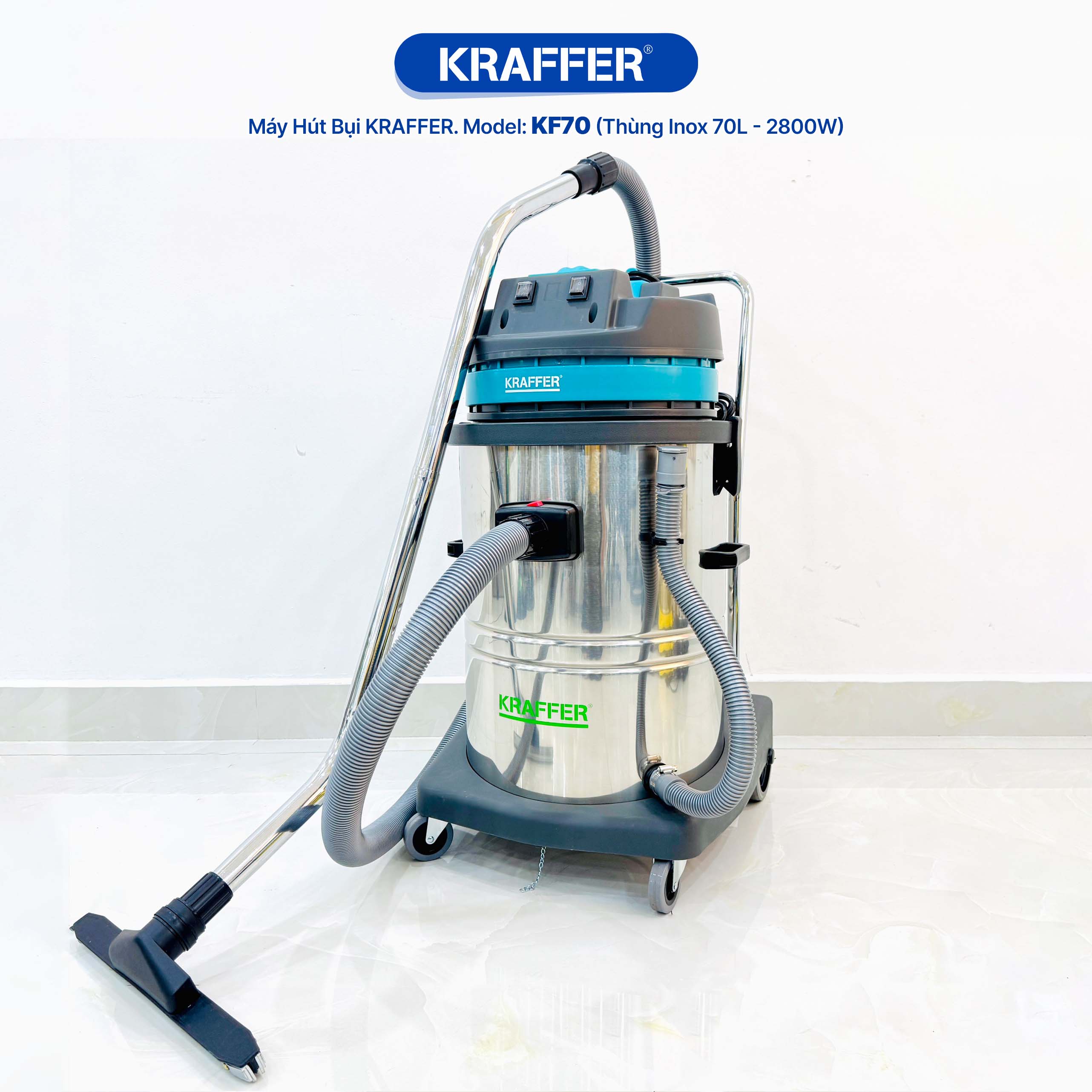 Máy hút bụi công nghiệp Kraffer KF70, công suất 2800W