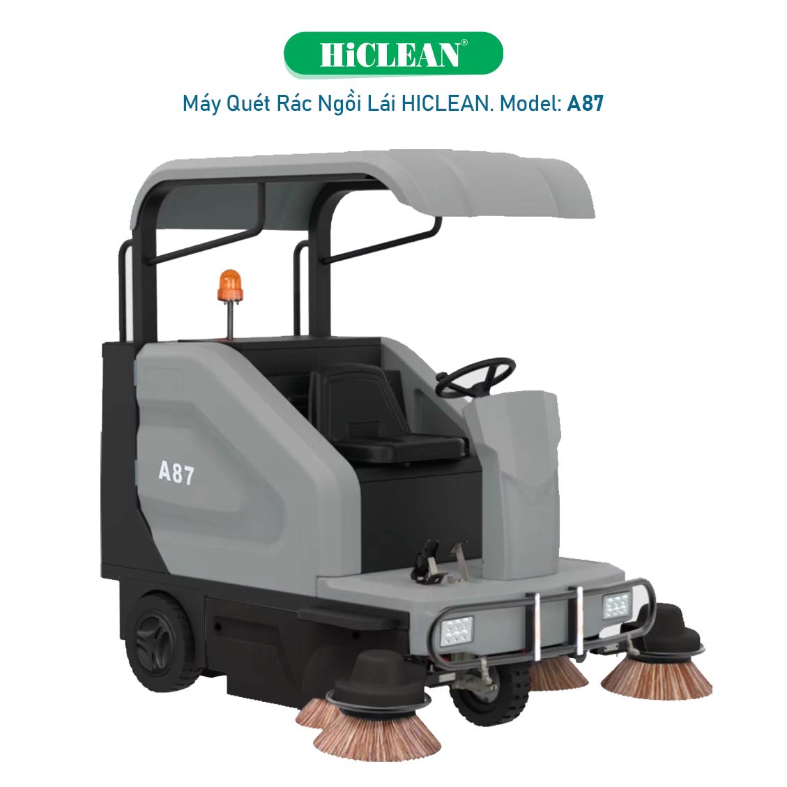 Máy quét rác ngồi lái HiClean A87 dùng bình