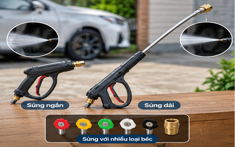Súng rửa xe cao áp có những loại nào? 