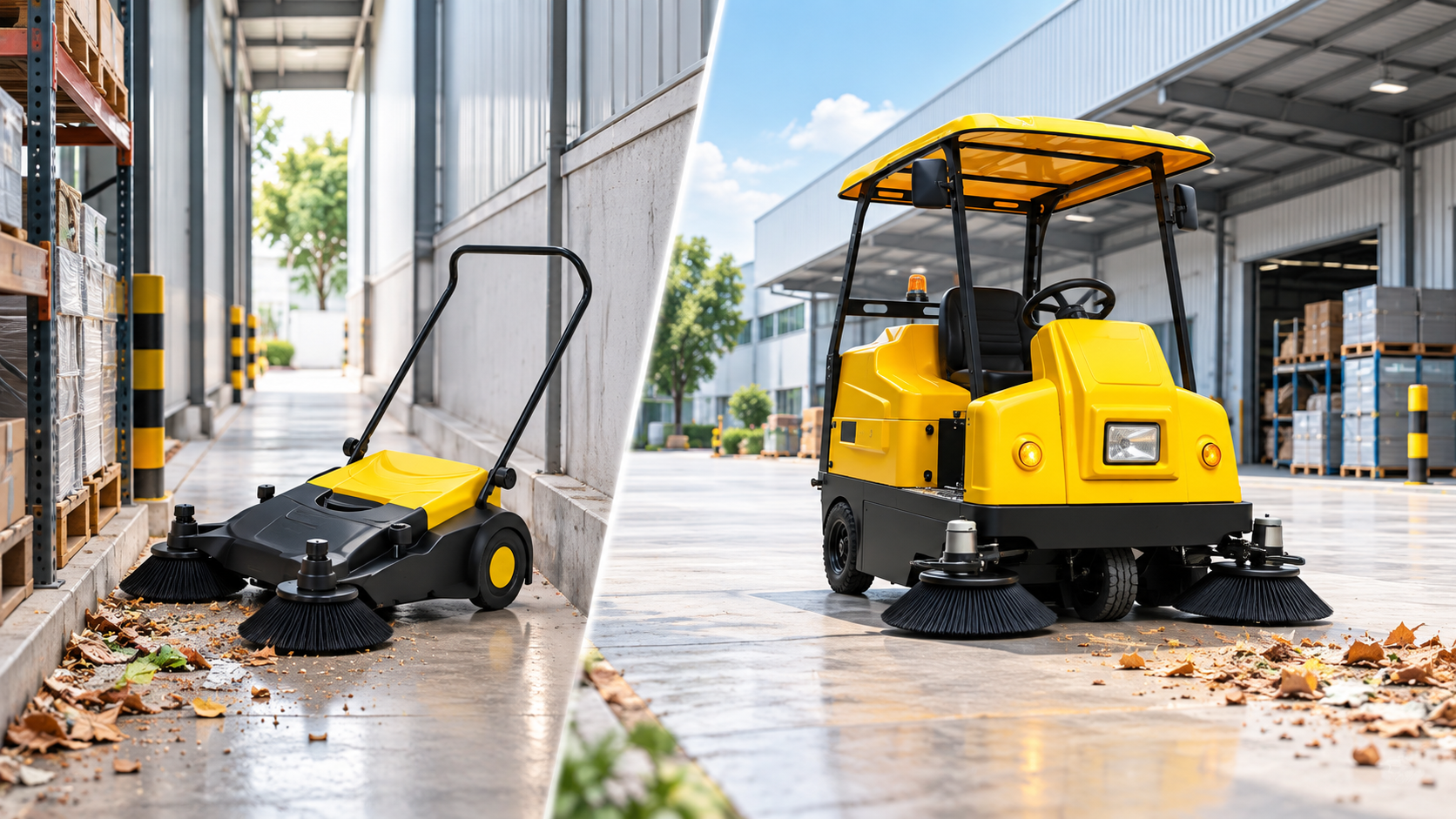 Xe quét rác công nghiệp đẩy tay hay ngồi lái