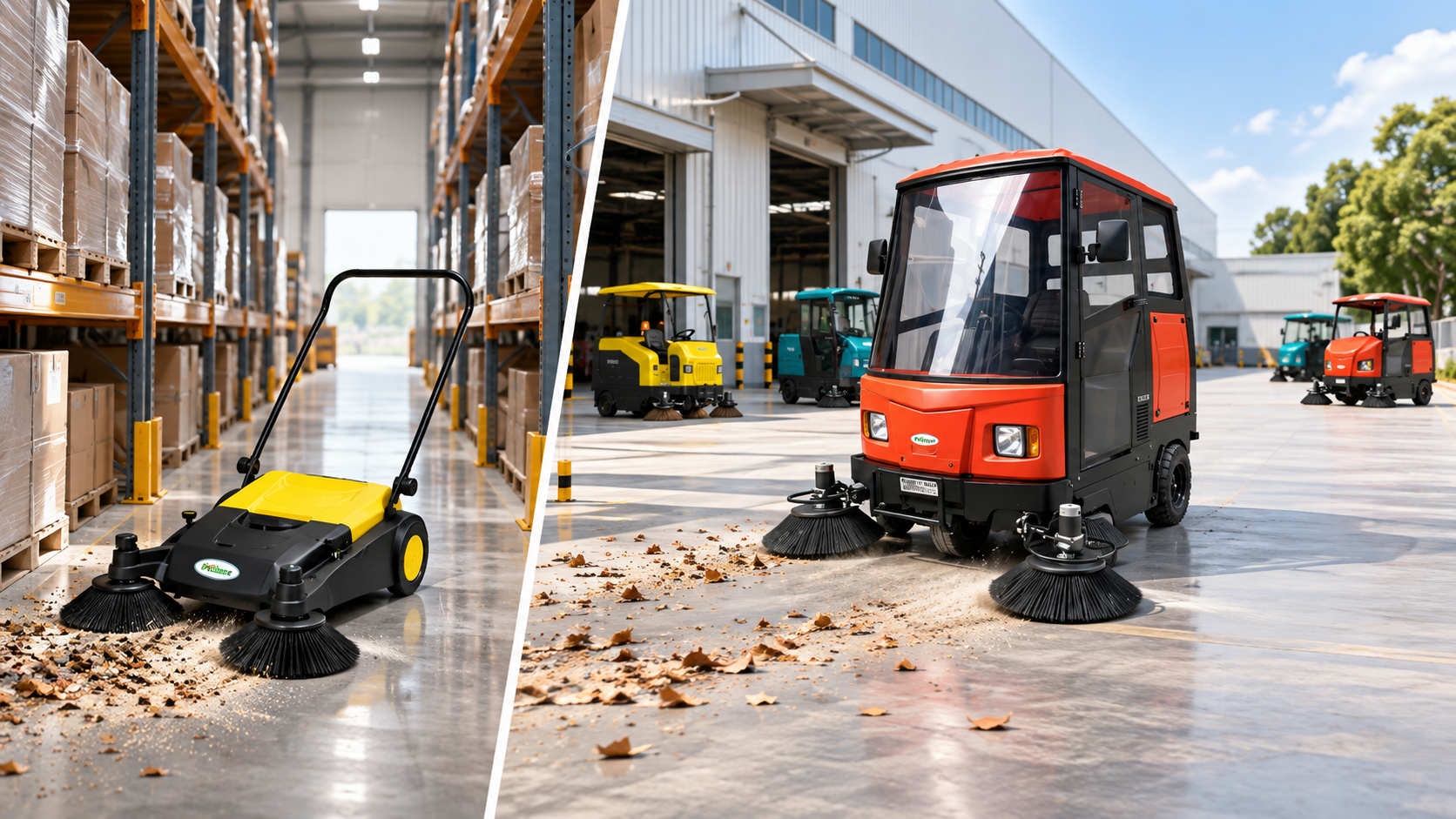 Xe quét rác công nghiệp đẩy tay hay ngồi lái